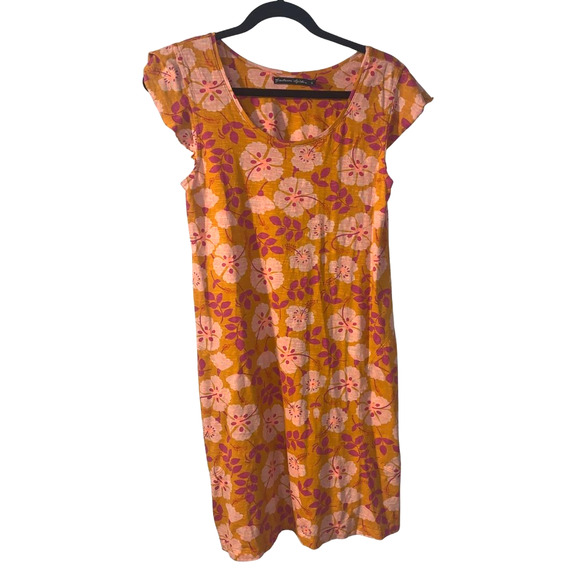 Gudrun Sjoden Women's Flutter Sleeve Cotton Dress Size S Orange Cute Floral Mini - Picture 1 of 7